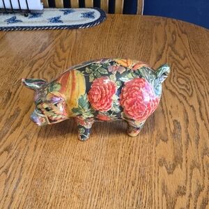 Floral Pig Figurine